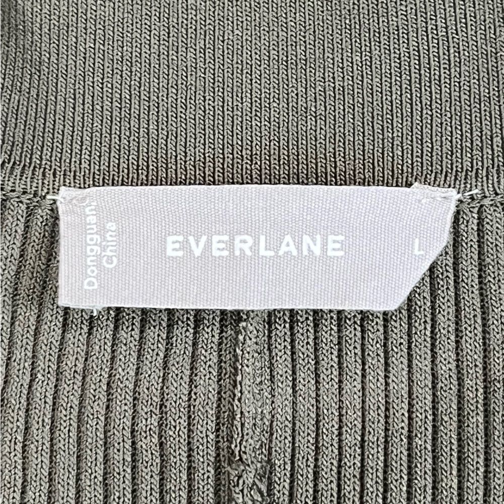 Everlane Viscose Knit Polo Midi Dress Olive Green Women’s Large  Ribbed Preppy - Picture 4 of 9